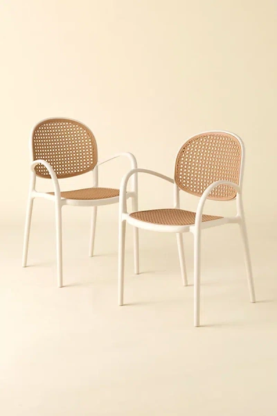 Urban Outfitters Olivia Woven Plastic Cane Outdoor Dining Chair - Set Of 2 In White At