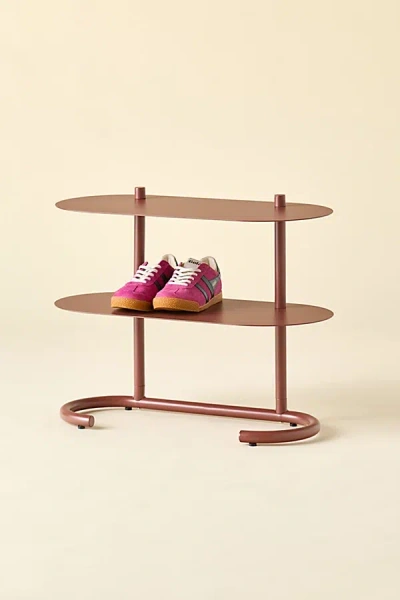 Urban Outfitters Ollie 2-tier Iron Oval Shoe Rack In Maroon At