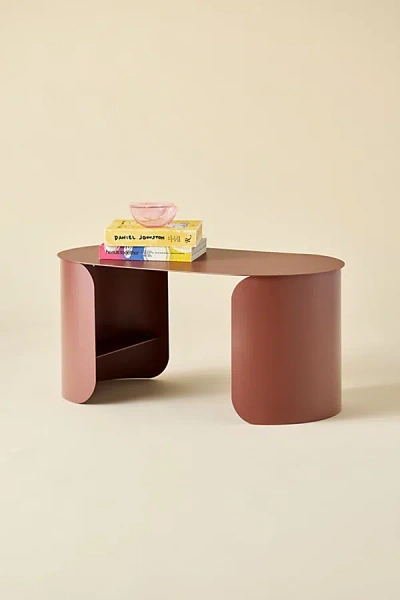 Urban Outfitters Ollie Iron Oval Coffee Table In Maroon At