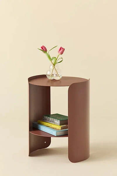 Urban Outfitters Ollie Round Storage Side Table In Maroon At