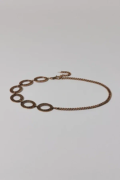Urban Outfitters Open Circles Chunky Metal Chain Belt In Bronze, Women's At