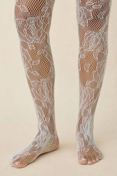 Urban Outfitters Ophelia Lace Fishnet Tights In White, Women's At