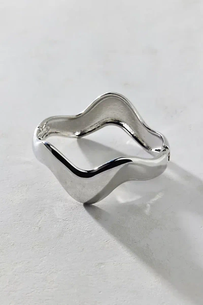 Urban Outfitters Organic Squiggle Bangle Bracelet In Silver, Women's At