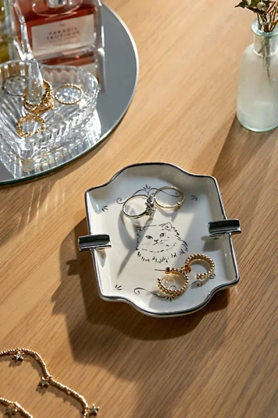 Urban Outfitters Ornate Ashtray Catch-all Dish In Cat Silver At  In Metallic