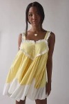 Urban Outfitters Out From Under Eat Your Heart Out Ruffle Babydoll Sleep Dress In Yellow, Women's At  In Yellow
