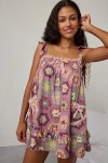 Urban Outfitters Out From Under Hearts Desire Lace Trim Lounge Dress In Plum, Women's At  In Purple