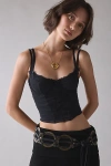 Urban Outfitters Out From Under Jazz Club Lace Trim Corset In Black, Women's At