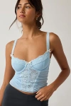 Urban Outfitters Out From Under Jazz Club Lace Trim Corset In Blue, Women's At