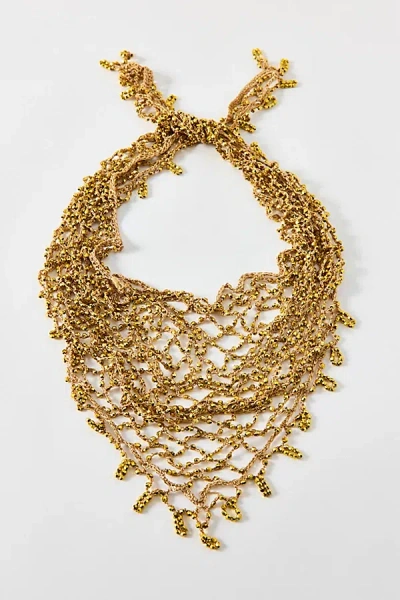 Urban Outfitters Oversized Fringed Crochet Headscarf In Gold, Women's At
