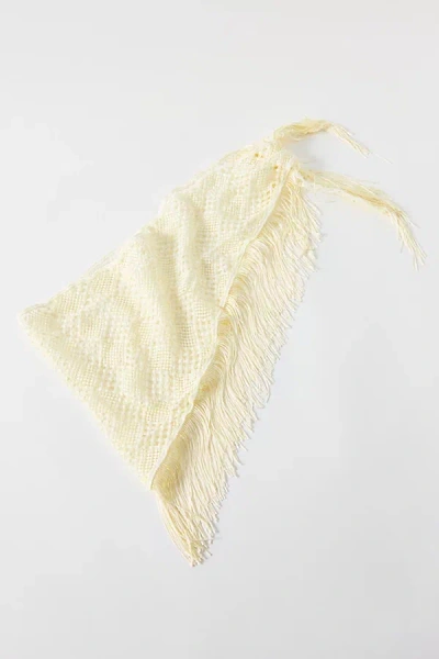 Urban Outfitters Oversized Fringed Crochet Headscarf In White, Women's At