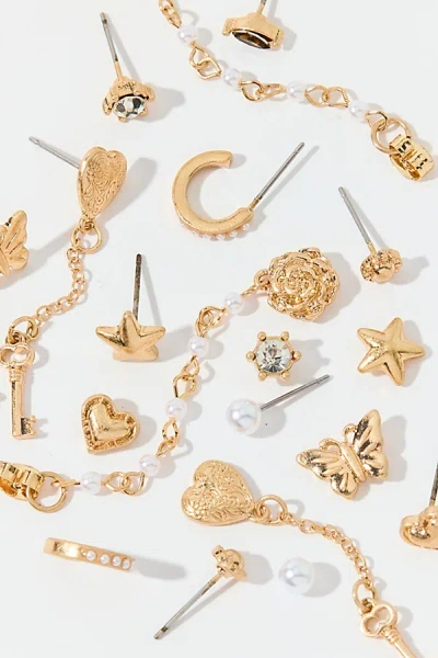 Urban Outfitters Paige Hearts & Pearls Multi Earrings Set In Gold, Women's At  In Pattern