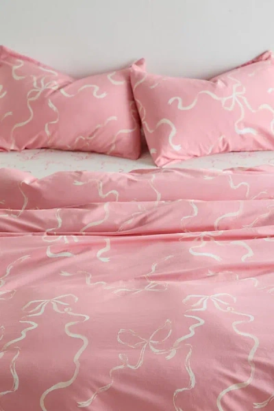 Urban Outfitters Painted Bows Duvet Set In Inverted Pink At