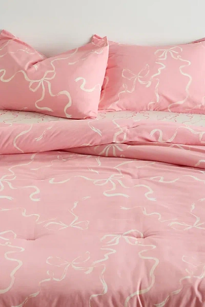 Urban Outfitters Painted Bows Patterned Comforter Set In Mauve At
