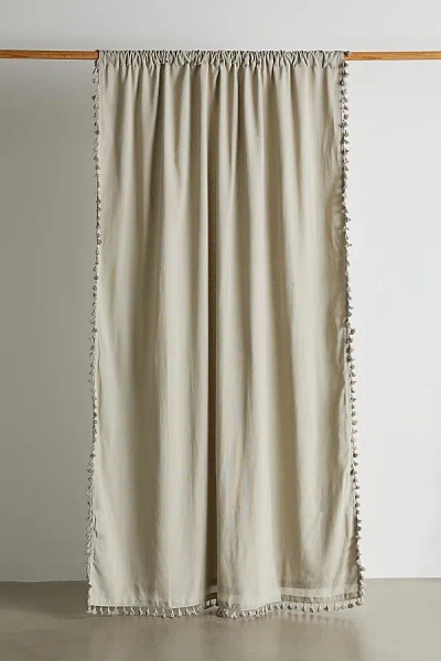 Urban Outfitters Palma Fringe Light Blocking Window Curtain In Khaki At  In Gray