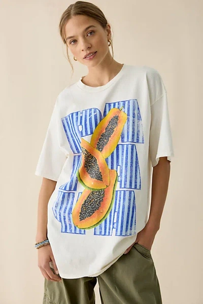 Urban Outfitters Papaya Graphic Oversized Cotton T-shirt Dress In White, Women's At  In Multi