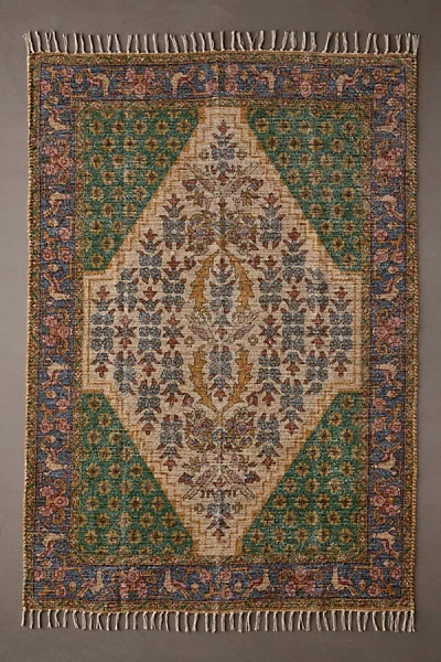 Shop Urban Outfitters Parisa Medallion Printed Washable Rug In Green At