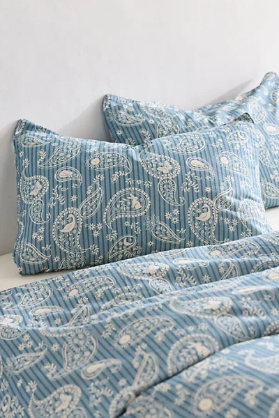 Urban Outfitters Parker Paisley Patterned Sham Set In Blue At