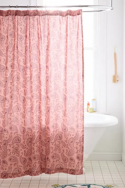 Urban Outfitters Parker Paisley Striped Patterned Shower Curtain In Wine At  In Pink