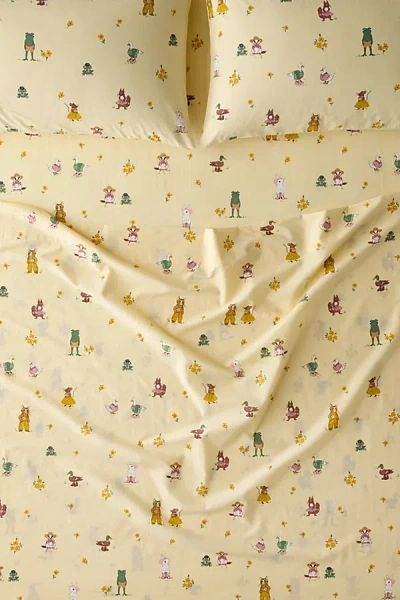 Urban Outfitters Party Animals Patterned Sheet Set In Butter At  In Yellow