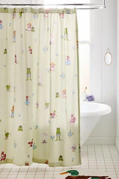 Urban Outfitters Party Animals Patterned Shower Curtain In Green At
