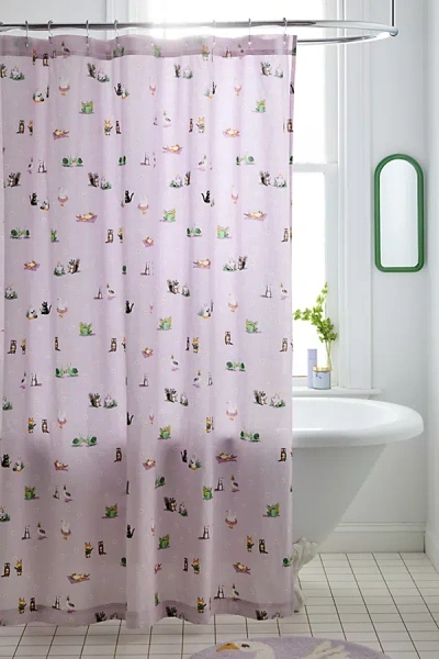 Urban Outfitters Party Animals Patterned Shower Curtain In Lavender At  In Purple