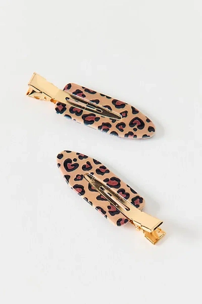 Urban Outfitters Patterned No Crease Hair Clip Set In Leopard, Women's At  In Gold