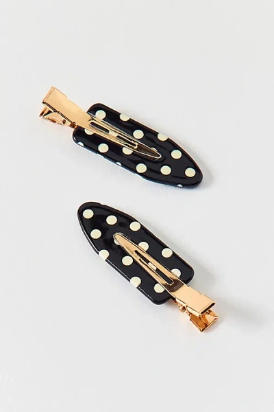 Urban Outfitters Patterned No Crease Hair Clip Set In White Polka Dot, Women's At  In Black