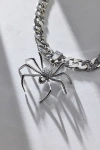 Urban Outfitters Pavé Rhinestone Spider Pendant Necklace In Silver, Men's At  In Metallic