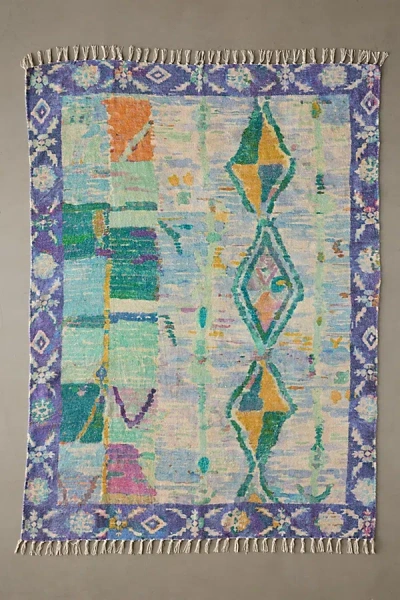 Urban Outfitters Paxi Chenille Printed Rug In Green Blue At  In Multi