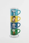 Urban Outfitters Peanuts Characters Ceramic Stacking Mug Set With Rack In Blue At