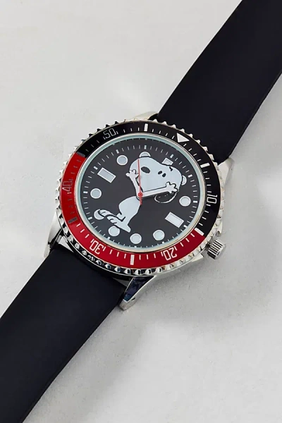 Urban Outfitters Peanuts Snoopy Analog Watch In Black/red/silver, Men's At