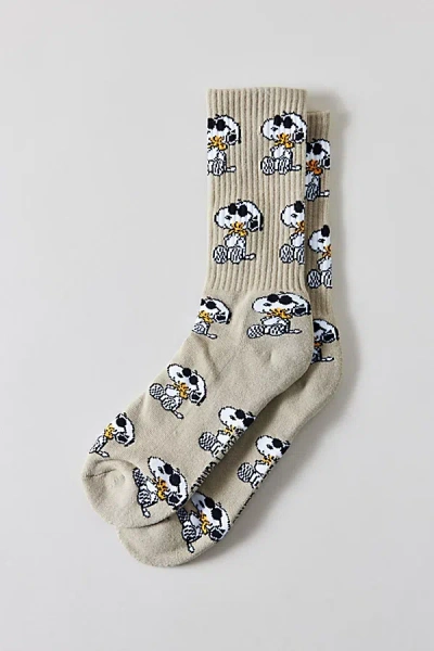 Urban Outfitters Peanuts Snoopy Big Hug Crew Sock In Olive, Men's At  In Neutral