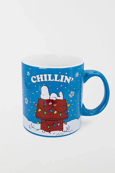 Urban Outfitters Peanuts Snoopy " Chillin" 20 oz Ceramic Mug In Blue At