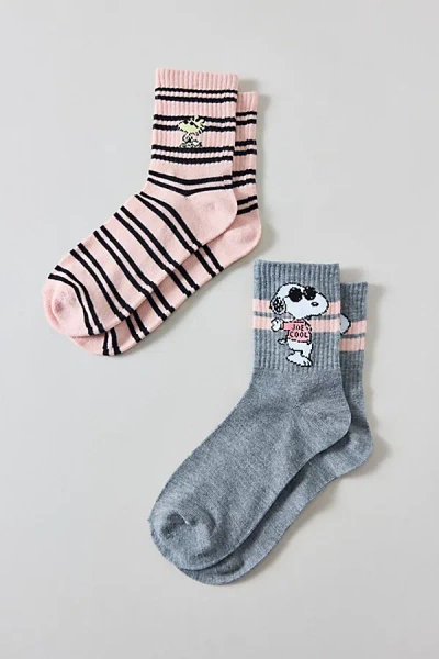 Urban Outfitters Peanuts Snoopy Joe Cool Sock 2-pack In Grey, Women's At