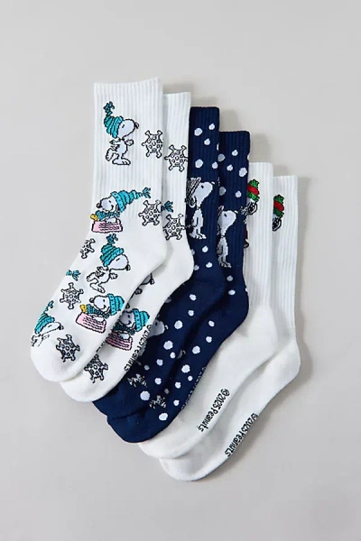 Urban Outfitters Peanuts Snoopy Snow Much Fun Crew Sock In Navy, Men's At  In Blue