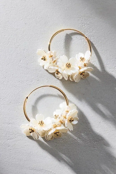 Urban Outfitters Pearl Bouquet Flower Charm Hoop Earrings In Pearl, Women's At  In Purple