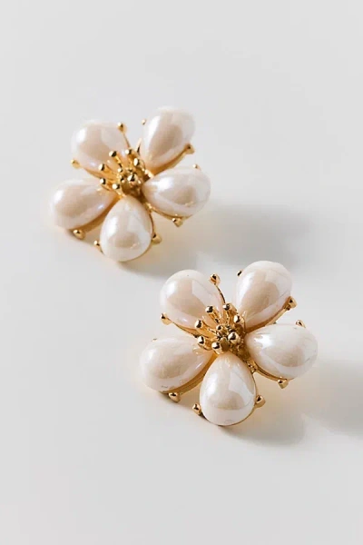 Urban Outfitters Pearl Petal Flower Earrings In Pearl, Women's At  In Metallic