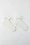 Urban Outfitters Pearl Ruffle Lace Crew Sock In White, Women's At