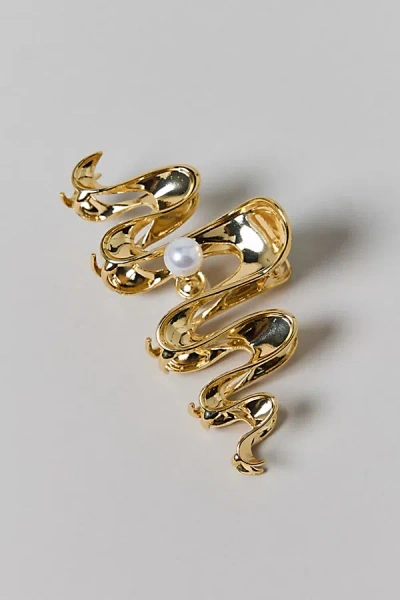 Urban Outfitters Pearl Squiggle Metal Claw Clip In Gold, Women's At
