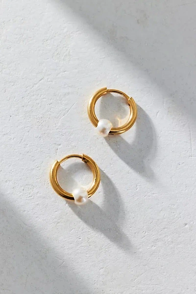 Urban Outfitters Pearl Waterproof Huggie Hoop Earring In Gold, Men's At