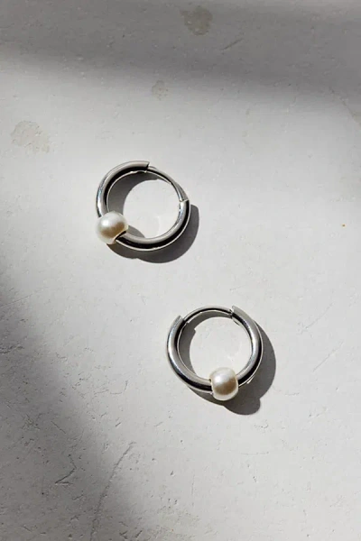 Urban Outfitters Pearl Waterproof Huggie Hoop Earring In Silver, Men's At
