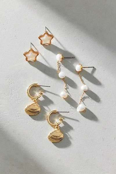 Urban Outfitters Pearls & Stars Earring Set In Gold, Women's At