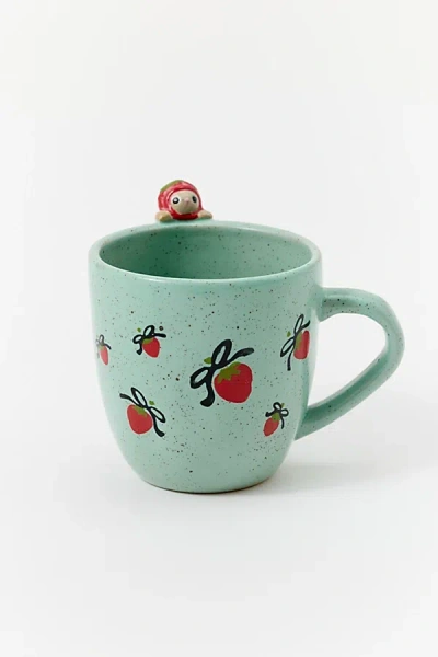 Urban Outfitters Peeking Animal Mug In Cat Strawberry At  In Green