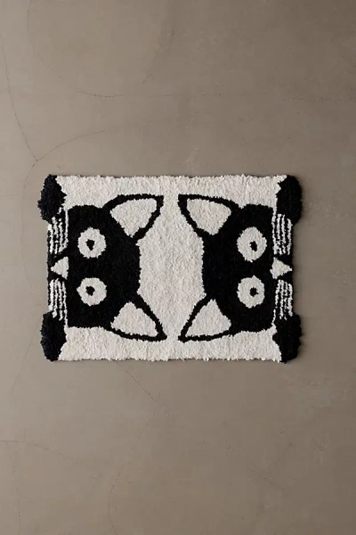 Urban Outfitters Peeking Cat Tufted Rug In Black/white At  In Multi