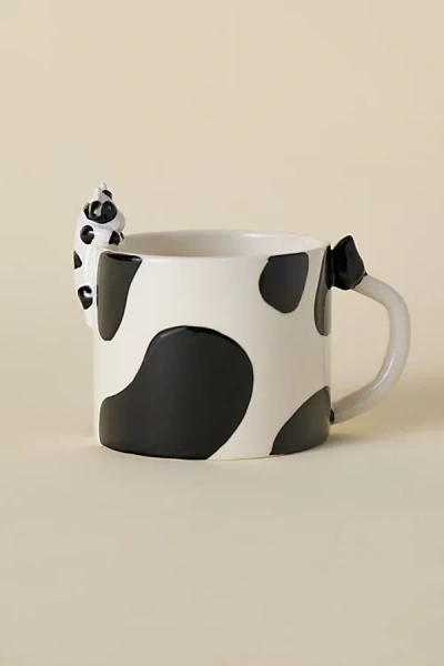 Urban Outfitters Peeking Cow Sculpture Ceramic Mug In Cow At  In White