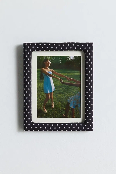 Urban Outfitters Penelope 5" X 7" Fabric Picture Frame In Black/white Polka Dot At