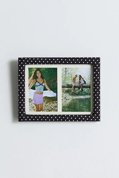 Urban Outfitters Penelope Double 4" X 6" Fabric Picture Frame In Black/white Polka Dot At  In Multi