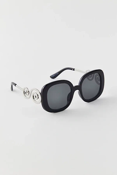 Urban Outfitters Penny Swirl Oversized Square Sunglasses In Silver Black Smoke, Women's At  In Brown
