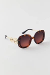 Urban Outfitters Penny Swirl Oversized Square Sunglasses In Tort Gold, Women's At  In Brown
