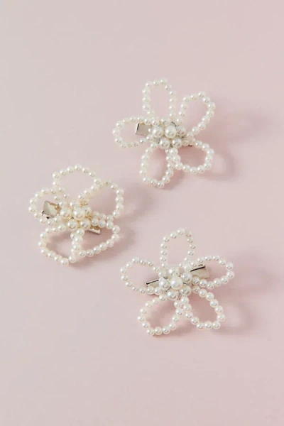 Urban Outfitters Petals & Pearls Flower Hair Clip Set In Pearl, Women's At  In White